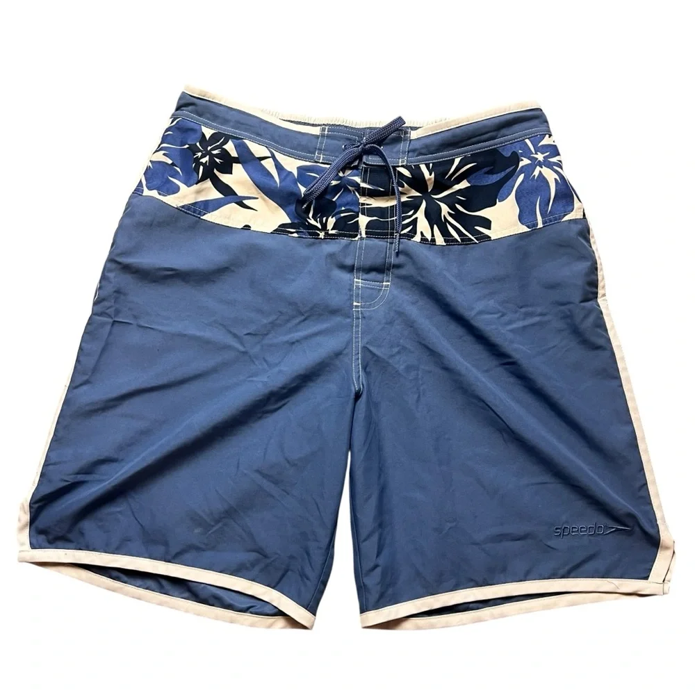Speedo Men’s Hawaiian‎ Lined Blue Board Shorts Swim Trunks